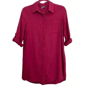 UO Sparkle & Fade Maroon Button Down Tunic